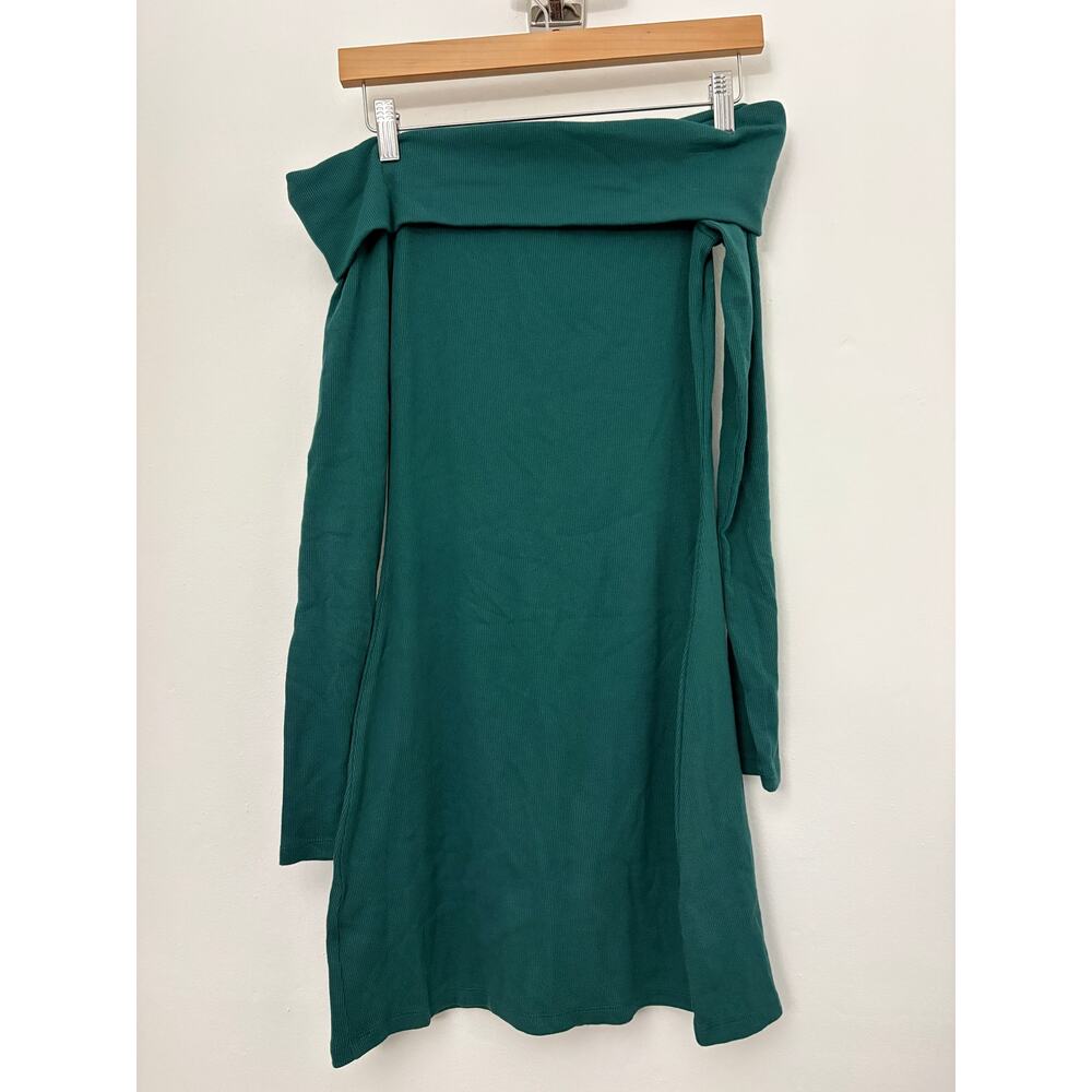 A New Day Green Off Shoulder Ribbed Dress S NWT